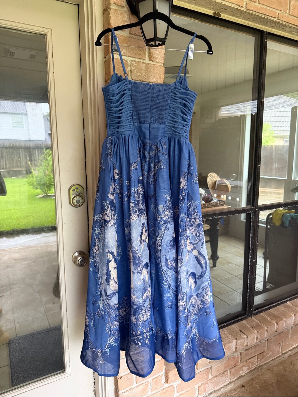 Zimmermann Blue Printed Midi Dress with Spaghetti Straps - Picture 4 of 4